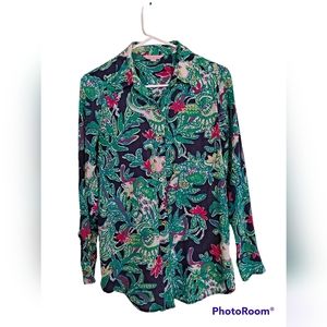 VTG Lily Pulitzer Silk long sleeve button up blouse